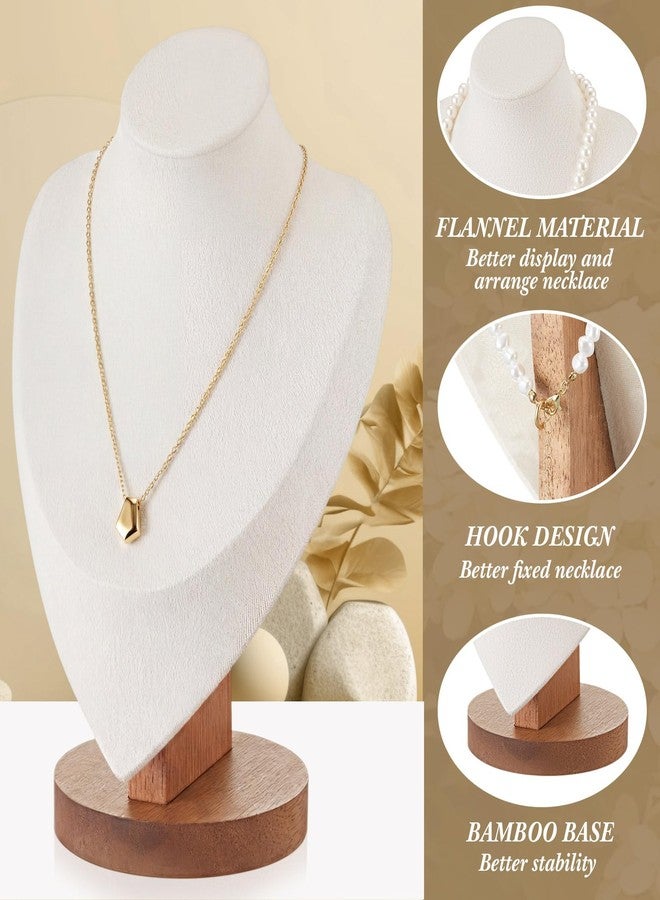 RattanView 4 Pcs Necklace and Bracelet Display Stand Set Jewelry Bust Display Wooden T-bar Bracelet Holder for Selling (Walnut Wood Color) - Image 3