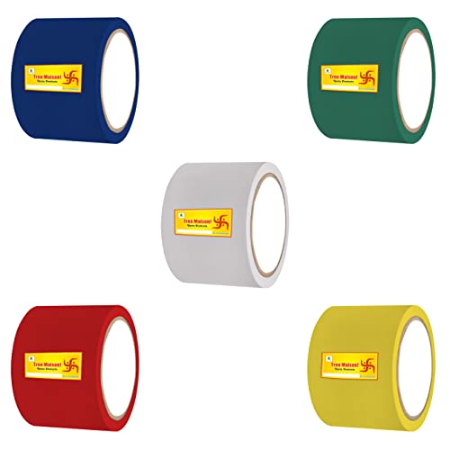 TREE MAISON CORONATING HOMES Vastu Combo of Five Color Tapes | Size - 3 Inch (72 mm) Approx | Length- 20 Meter (Approx) | Vastu Tape Remedy for Toilet | Vastu Tape for Main Door Entrance | Pack of 5 - Image 1