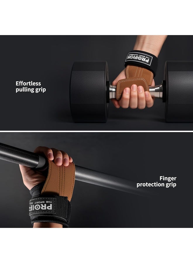 PROIRON Weight Lifting Wrist Straps Double Layer Leather Weightlifting Wrist Strap Heavy Duty Power Wrist Straps Hand Grip Support For Deadlifts, Pull Ups, Shrugs For Men and Women(Pair) - Image 3