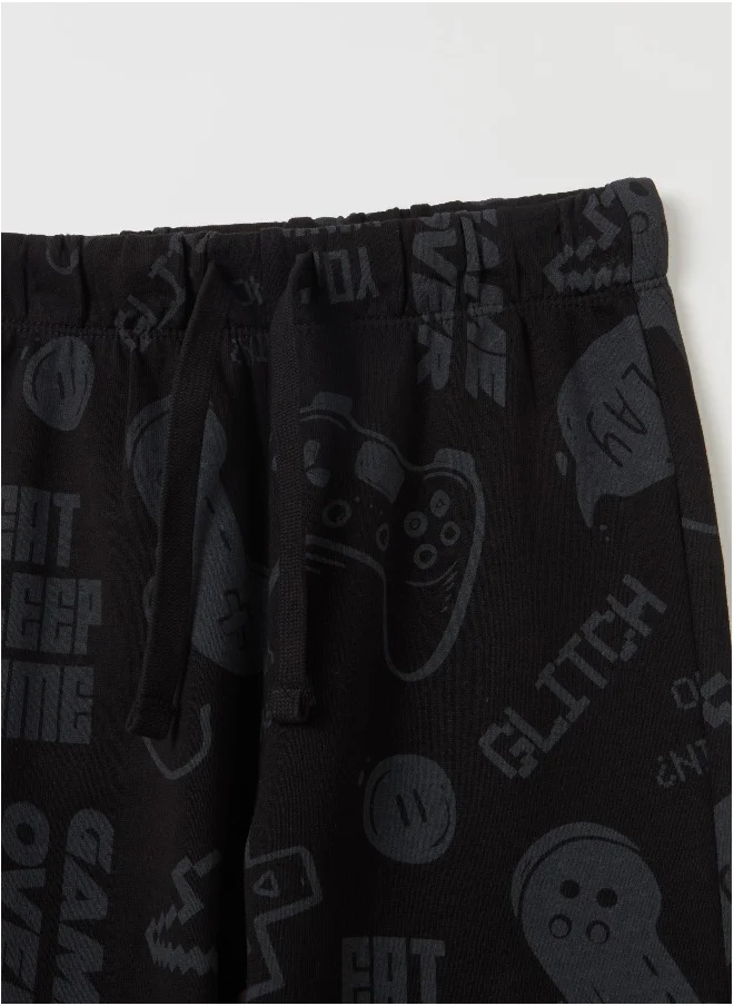 او في اس Fleece joggers with drawstring and print
