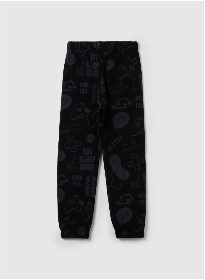 او في اس Fleece joggers with drawstring and print