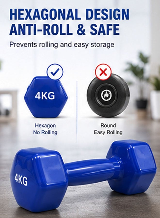 ULHYC Weightlifting dumbbell made of vinyl, 4 kg, consisting of two pieces - Image 3