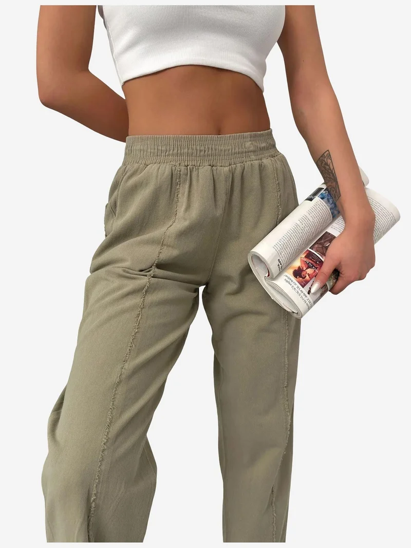 MY FASHION MY FASHION Elastic Waist Straight Leg Pants