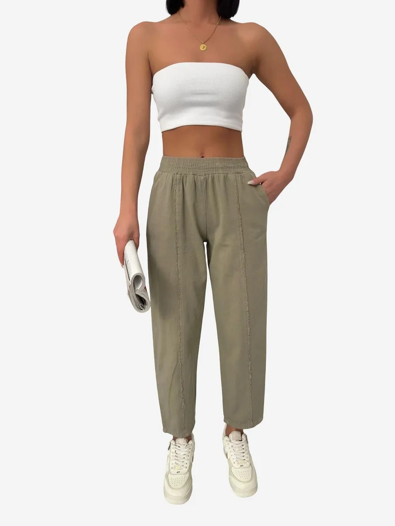 MY FASHION MY FASHION Elastic Waist Straight Leg Pants