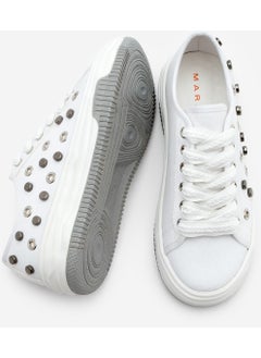 MARJIN Women's Sneaker Trocki Studded Lace-Up Linen Sneakers Viben  - Image 5
