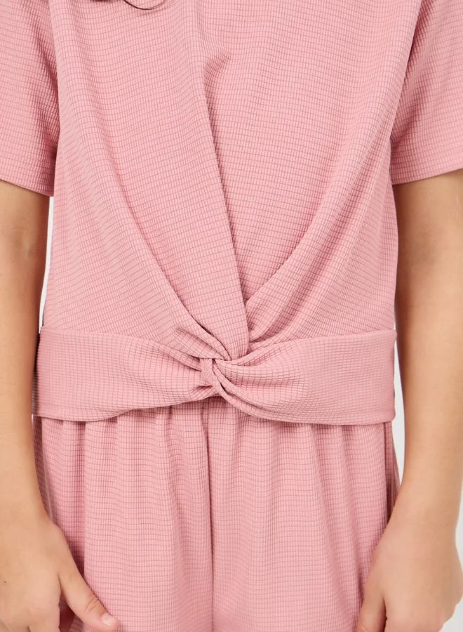 ستايلي Knot Front T-Shirt & Wide Leg Pants Set