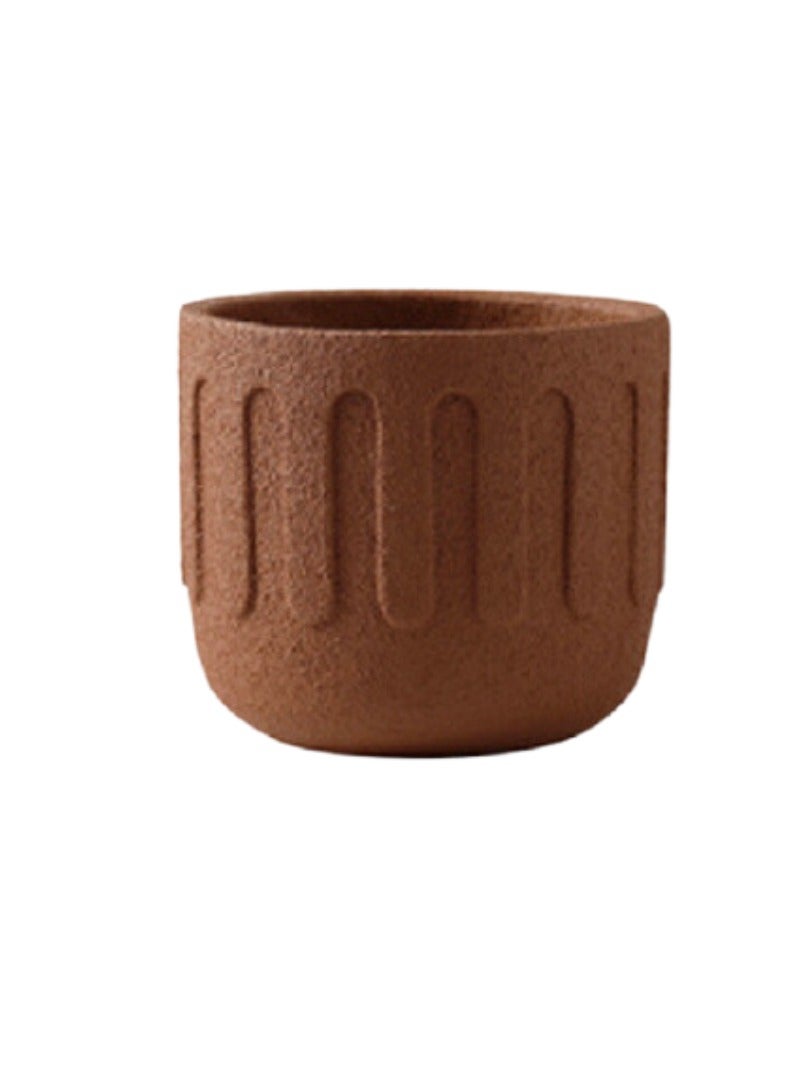 Bamboo Decor | Contemporary Pot For Plants _ Boho Style Cement Planter _ Natural Earth Color _Suitable For Indoor and Outdoor (Brown) - Image 1