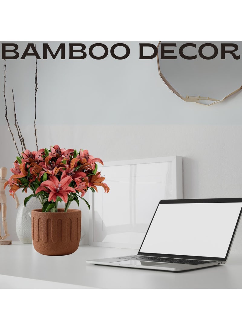 Bamboo Decor | Contemporary Pot For Plants _ Boho Style Cement Planter _ Natural Earth Color _Suitable For Indoor and Outdoor (Brown) - Image 3