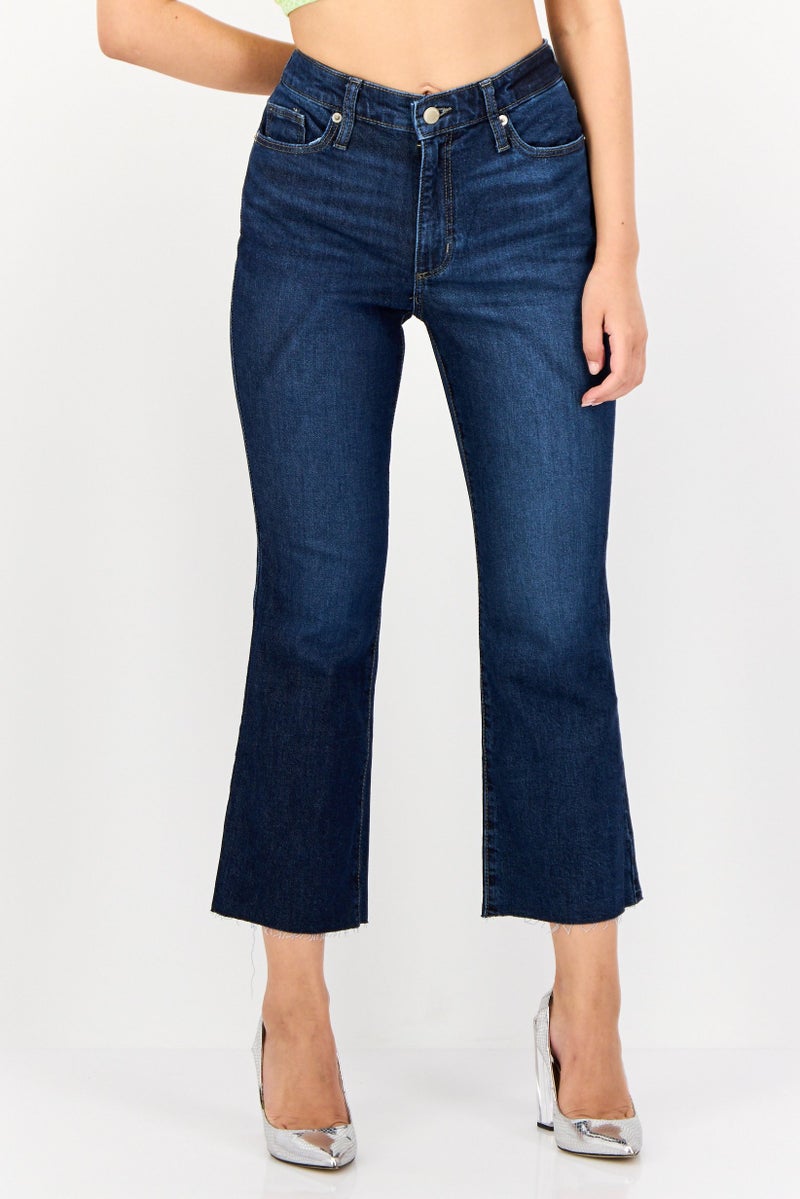 Universal Thread جينز قصير نسائي بقصة بوت كات، مغسول وقابل للتمدد، أزرق - Image 1