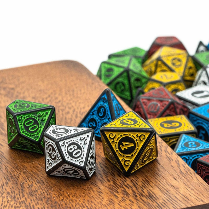 LAMAY 5PCS Polyhedral Dice Set (35pcs), D&D Dice for RPG, MTG Table Games (Window Lattice Carved Series) - Image 5