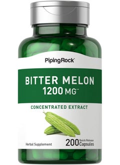 Piping Rock Bitter Melon Capsules 1200Mg ; 200 Count ; Momordica Charantia ; Concentrated Extract ; Herbal Supplement ; Nongmo Gluten Free  - Image 1
