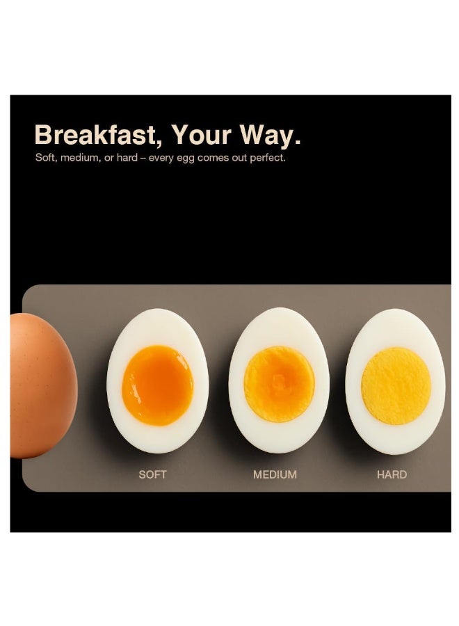 TDAO Multifunctional Egg Boiler | Egg Cooker | Food Cooker | Egg Steamer 200W | Stainless Steel Body and Heating Plate | Can Cook 6 Eggs at Once | One Click Switch Control | With Automatic Power-off Function | Black/Silver - Image 3