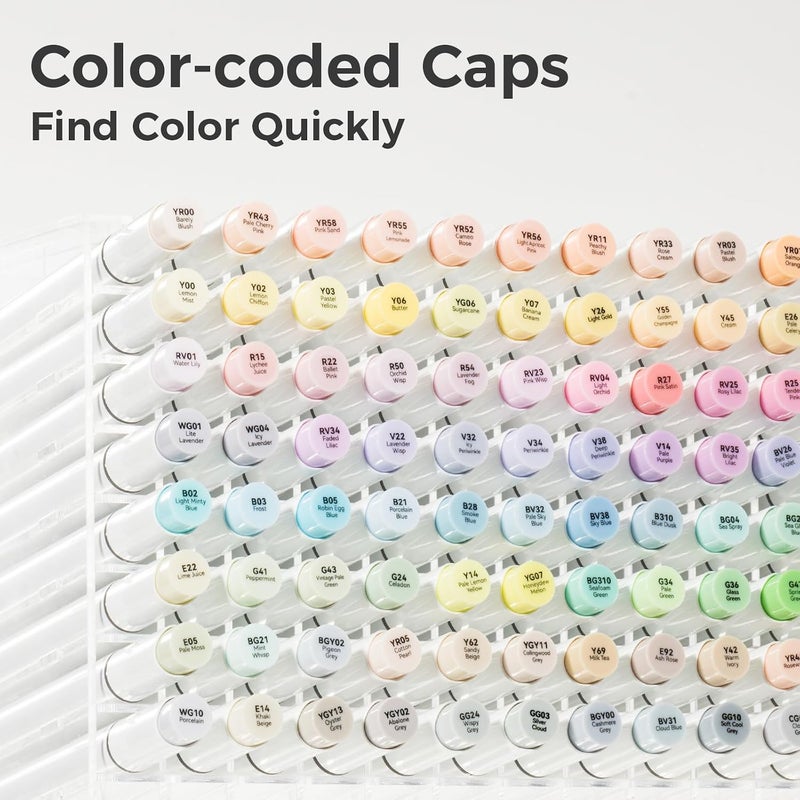 Ohuhu Pastel Markers Brush Tip - 48 Pastel Colors + 1 Blender & Case, Double Tipped Alcohol-Based Art Markers for Adults' Coloring & Illustration - Image 4