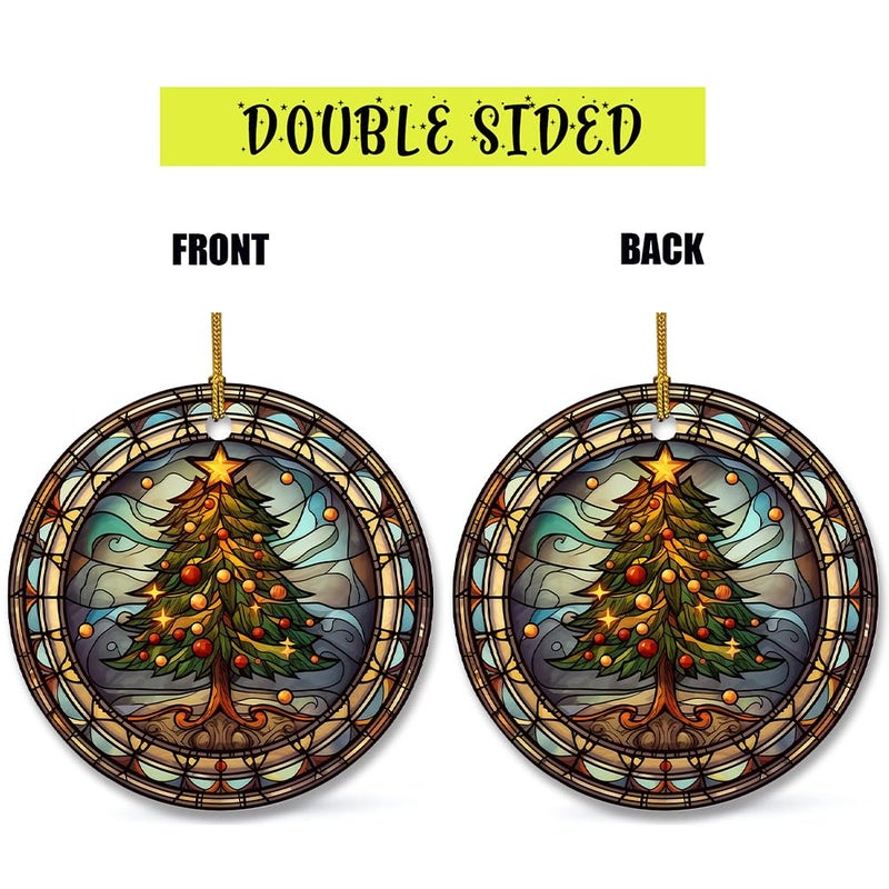 WLWLGLUCK Christmas Tree Full of Fruit Hanging Ornament in Stained Glass Patterns  Christmas Tree Ceramic Ornament for Christmas Decorations  Christmas Ornament for Xmas Tree Decors - Image 5