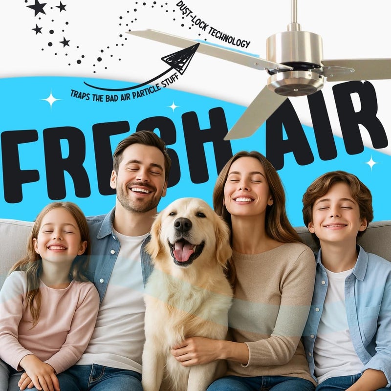 BIODEFENSOR Ceiling Fan Filters for Blades – Dust-Lock Adhesive Traps & Prevents Re-Circulation of Dust, Pet Dander, Pollen, Spores – Perfect for Pet Owners – Easy Peel & Stick, Made in USA (5-Pack) - Image 2
