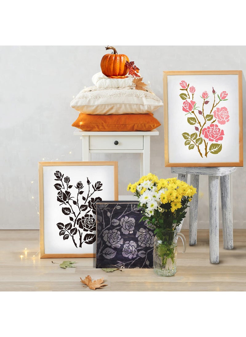 G GSS Designs G GSS Designs Large Rose Stencils For Painting On Wood Canvas Paper Fabric,Floor Wall Tile-Roses Flower-Reusable Diy Art Craft Stencils For Home Decor-Flowers Stencils(12''X16'',RoseStyle)  - Image 3