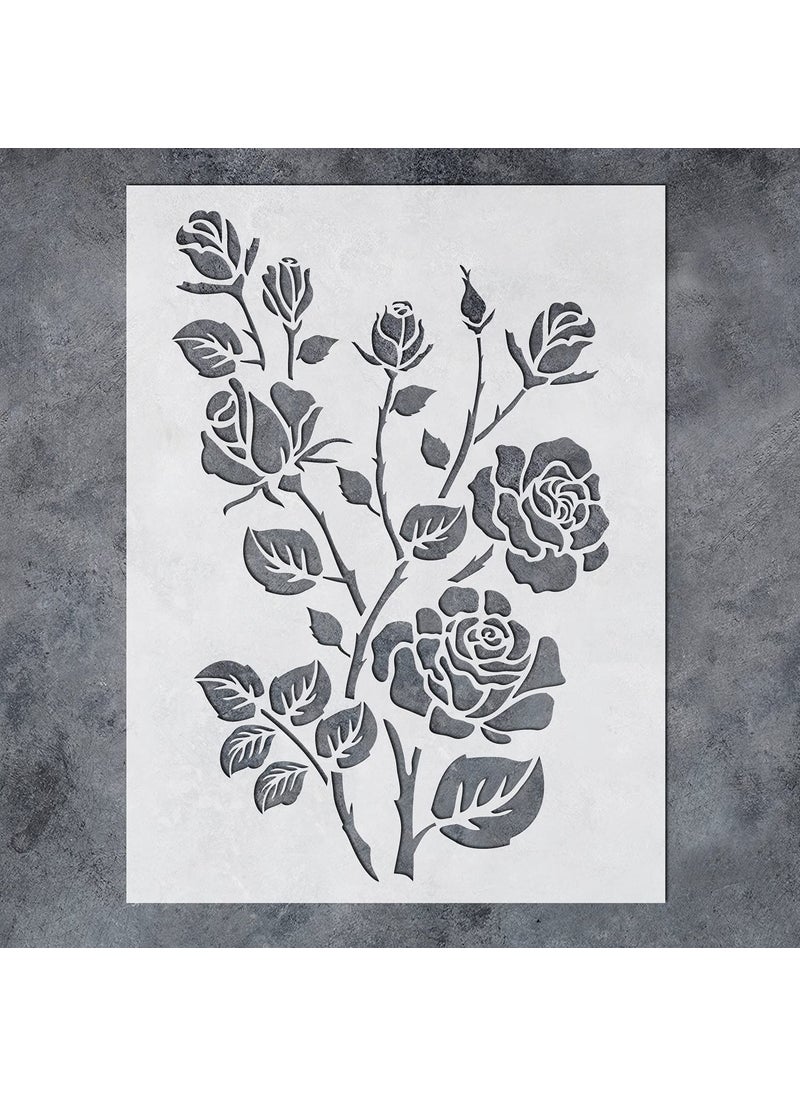 G GSS Designs G GSS Designs Large Rose Stencils For Painting On Wood Canvas Paper Fabric,Floor Wall Tile-Roses Flower-Reusable Diy Art Craft Stencils For Home Decor-Flowers Stencils(12''X16'',RoseStyle)  - Image 1