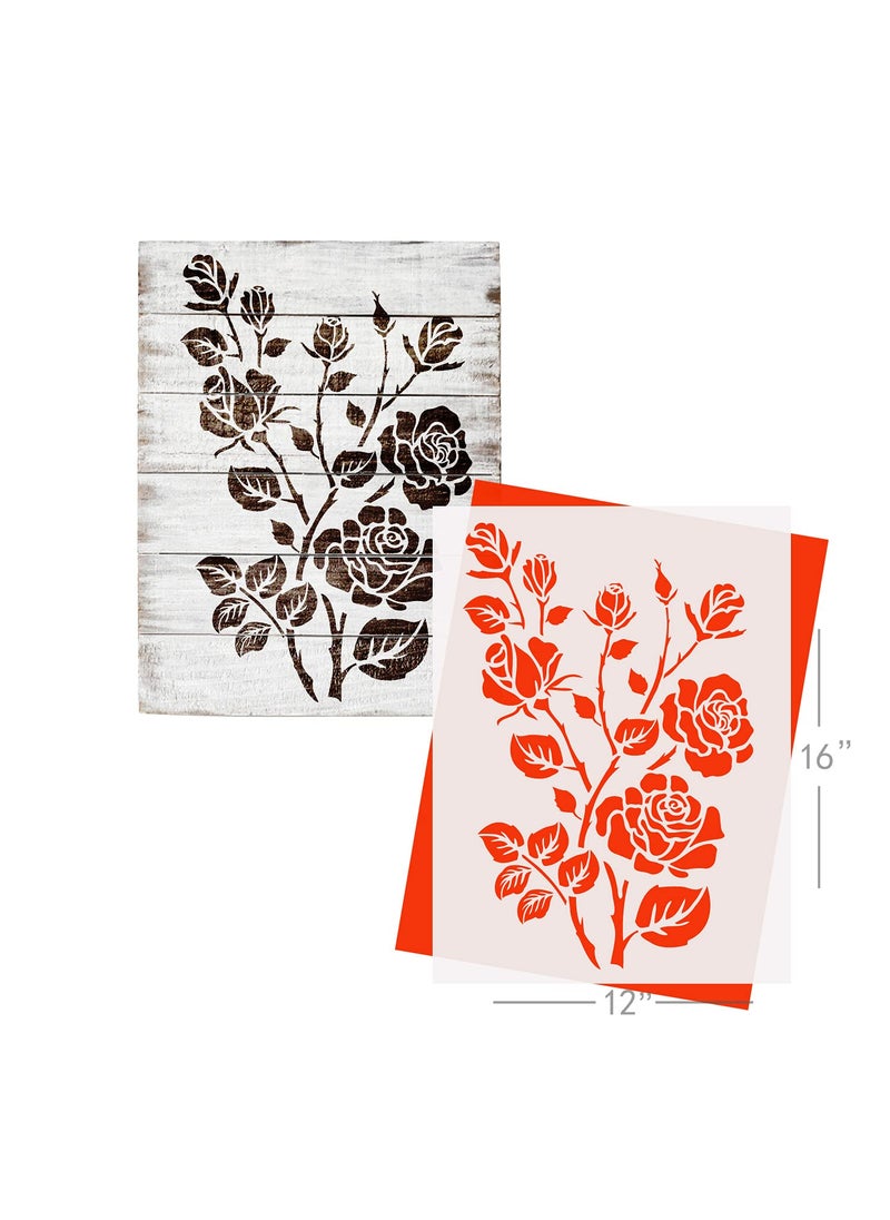 G GSS Designs G GSS Designs Large Rose Stencils For Painting On Wood Canvas Paper Fabric,Floor Wall Tile-Roses Flower-Reusable Diy Art Craft Stencils For Home Decor-Flowers Stencils(12''X16'',RoseStyle)  - Image 2