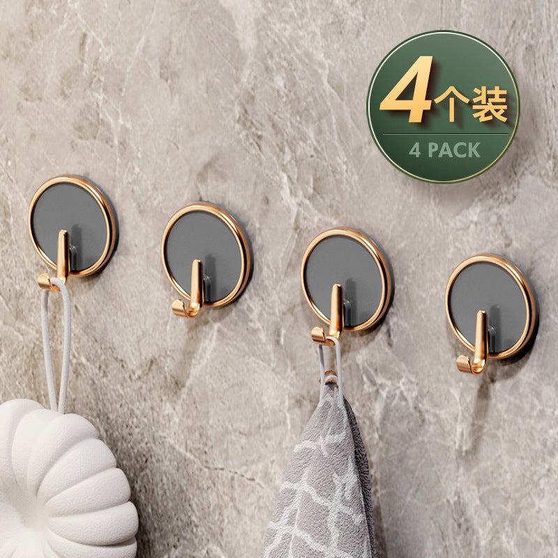 Light Luxury Hook Adhesive Strong Load-bearing Hanger Hook Toilet Wall Towel Clothes Wall Seamless Paste Gray 4 (carton packaging) Gray 4 (carton packaging)