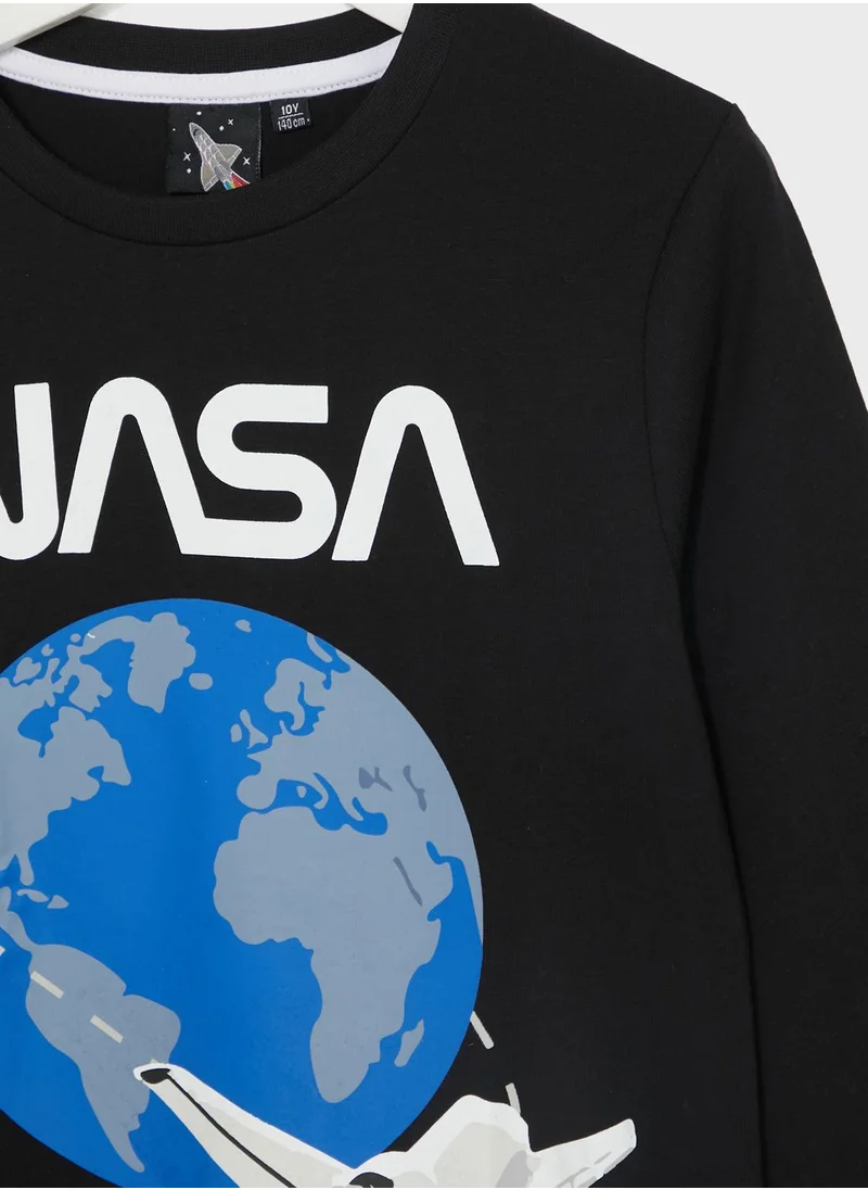 ناسا Nasa Boys Printed Long Sleeve T-Shirt
