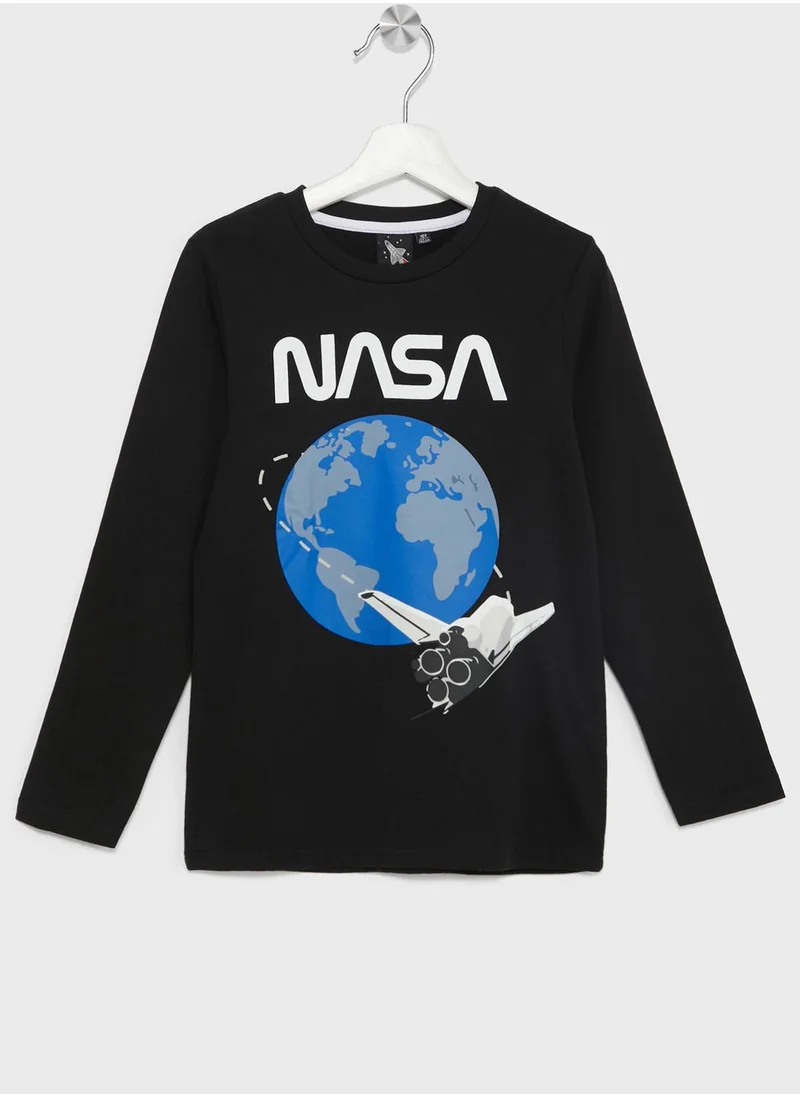 ناسا Nasa Boys Printed Long Sleeve T-Shirt
