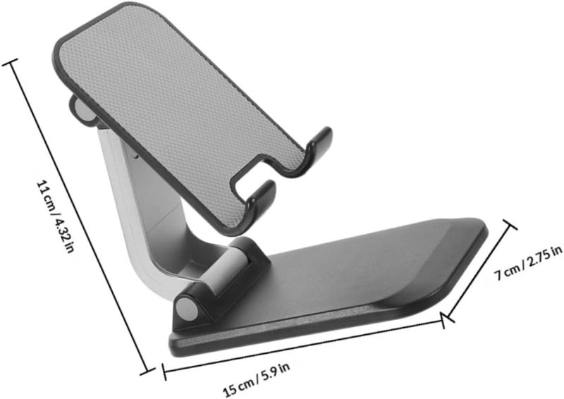 2pcs Adjustable Foldable Tabletop Phone and Tablet Stand Carbon Steel Mobile Holder Rack for Home Office Use Portable Smartphone Support in Black - Image 2