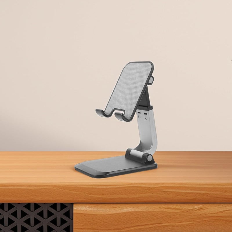 2pcs Adjustable Foldable Tabletop Phone and Tablet Stand Carbon Steel Mobile Holder Rack for Home Office Use Portable Smartphone Support in Black - Image 5