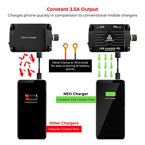 Autofy 1 Year Warranty Universal NEO Aluminium Bike Mobile Holder Phone Mount Cradle Waterproof Bike Mobile Charger for All Bikes Motorcycles (Black) - Image 5