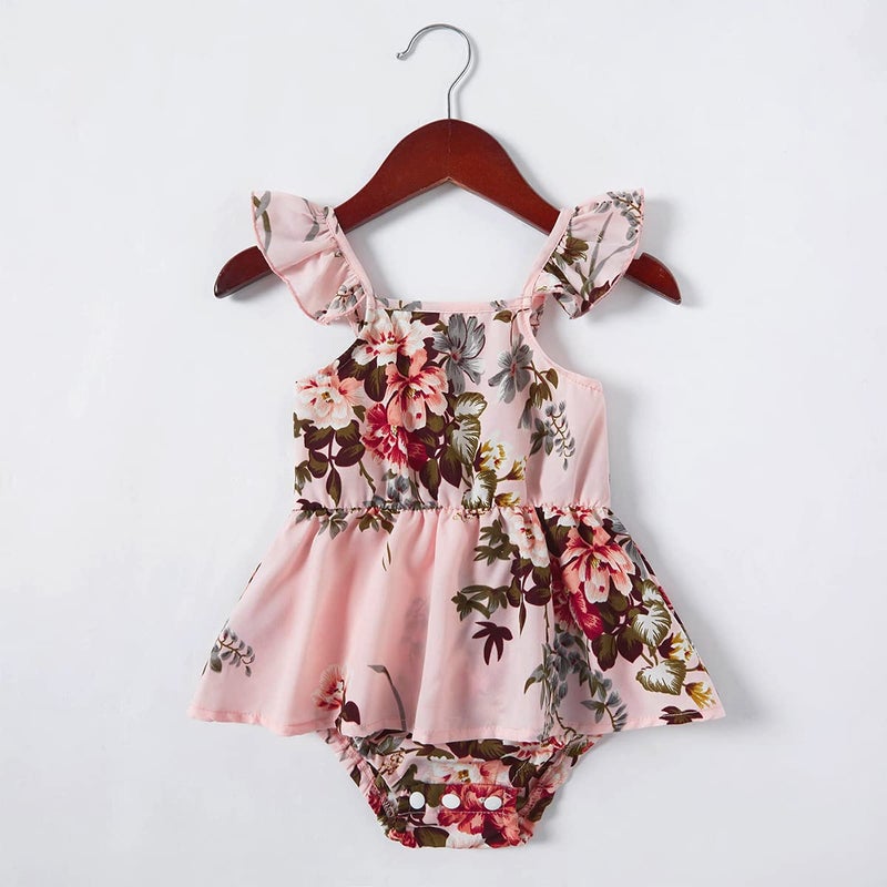 AWIBMK Mommy and Me Dresses Outfits Floral Print Sling Family Matching Belted Jumpsuit Romper V Neck Sleeveless Summer Casual Clothes Suit Set for Mother and Daughter Embroidered Pink Flower Small - Image 5
