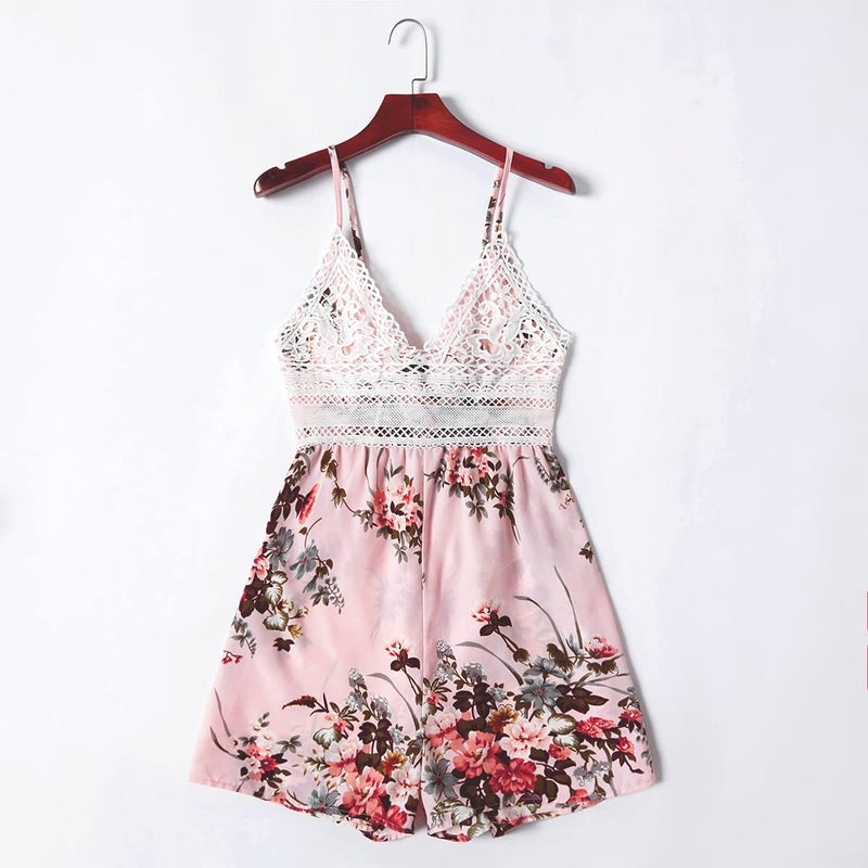 AWIBMK Mommy and Me Dresses Outfits Floral Print Sling Family Matching Belted Jumpsuit Romper V Neck Sleeveless Summer Casual Clothes Suit Set for Mother and Daughter Embroidered Pink Flower Small - Image 3