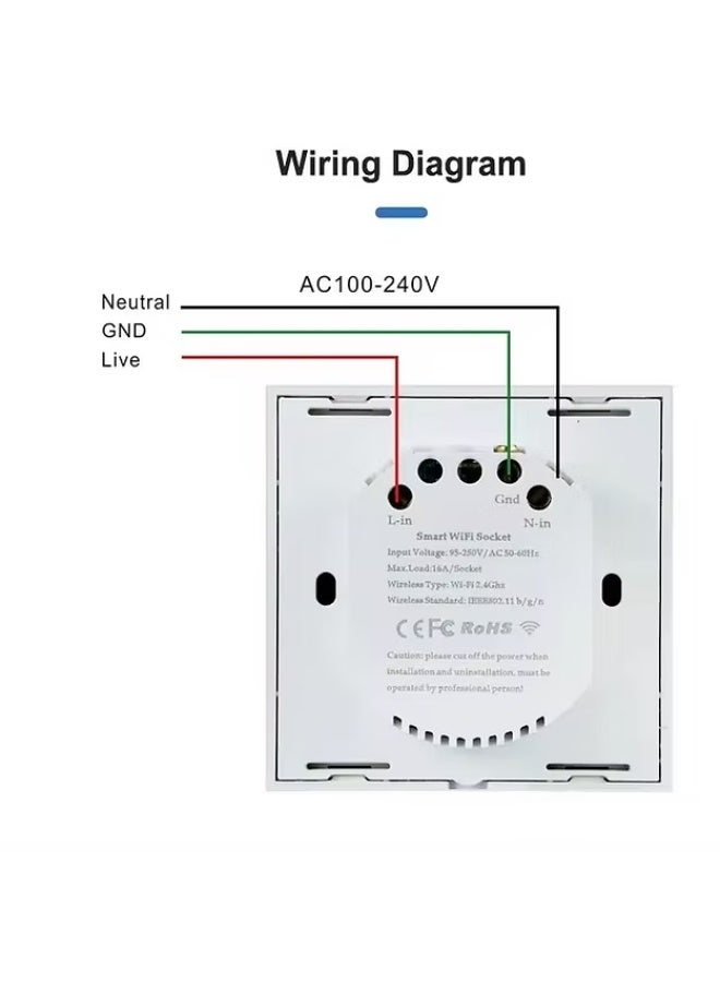BUY4LESS 1 Gang Wall Socket – White | Universal Smart Outlet, Dual USB Charger, Smart Life/Tuya App Control, Timer Function, Fireproof Glass Panel - Image 3