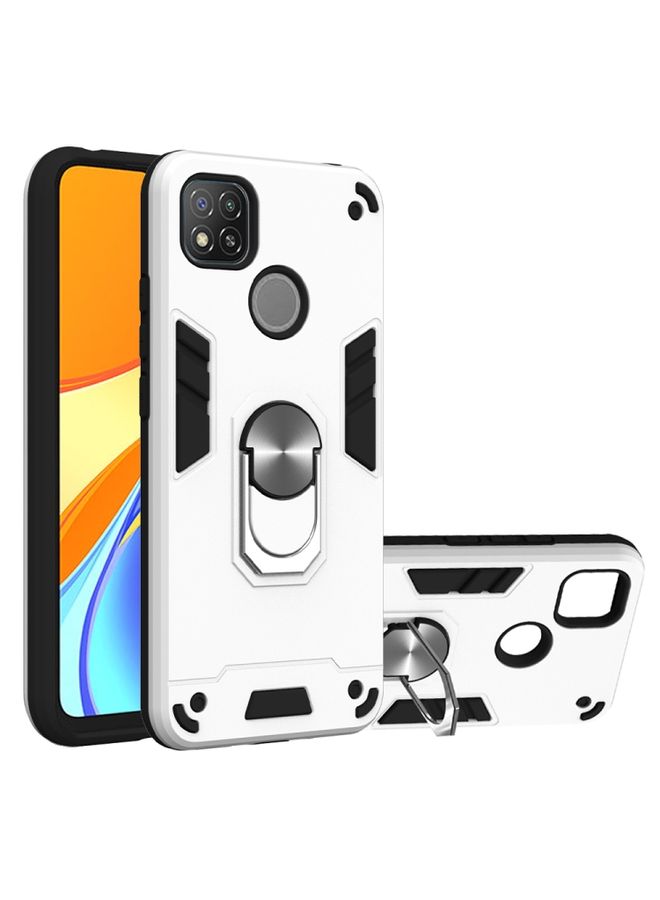 BGM Case Cover For Xiaomi Redmi 9C Armour Series PC + TPU Protective Case with Ring Holder Silver