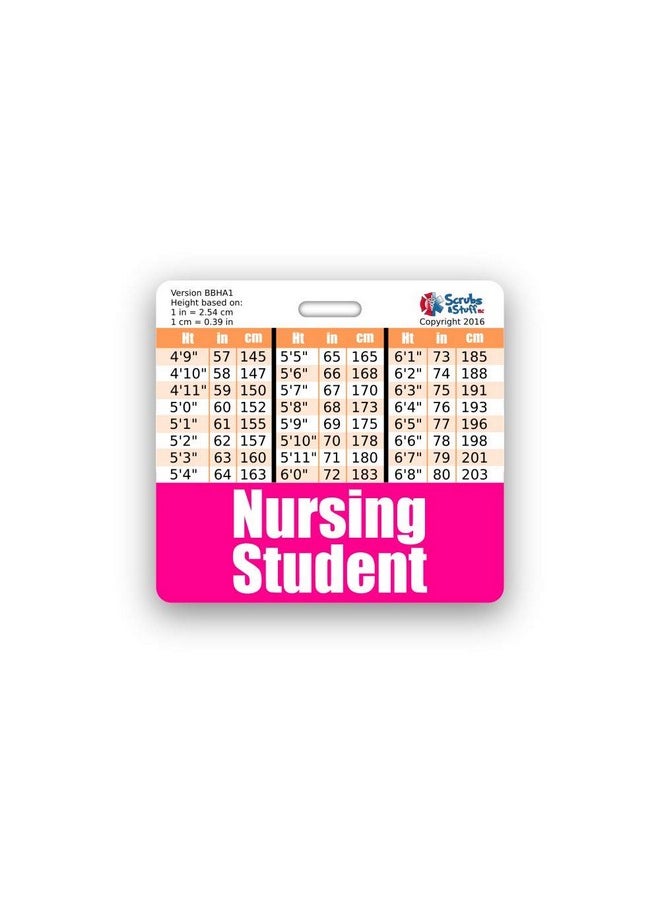 Scrubs and Stuff LLC - Nursing Student Badge Buddy Horizontal W/Height & Weight Conversion Charts (Standard Pink) - Image 1