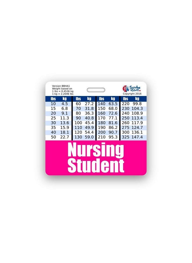 Scrubs and Stuff LLC - Nursing Student Badge Buddy Horizontal W/Height & Weight Conversion Charts (Standard Pink) - Image 1