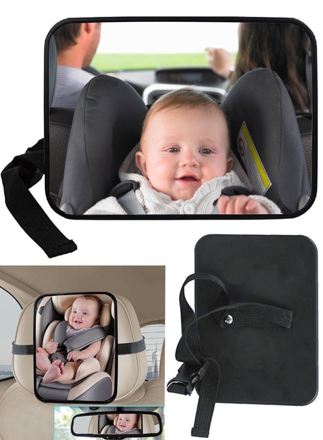 Baby Car Mirror, Babies Rear View Mirror for Car Back Seat, Adjustable Straps, See Infant in Vehicle for Most Cars  SUVs - Image 2