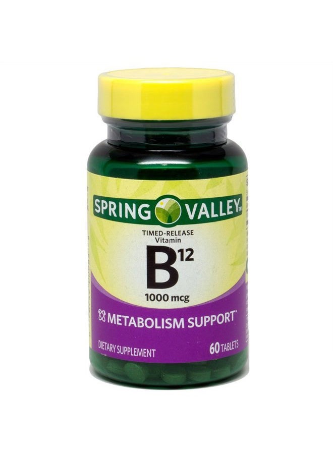 SPRING VALLEY - Vitamin B-12 1000 mcg, Timed Release, 60 Tablets - Image 1