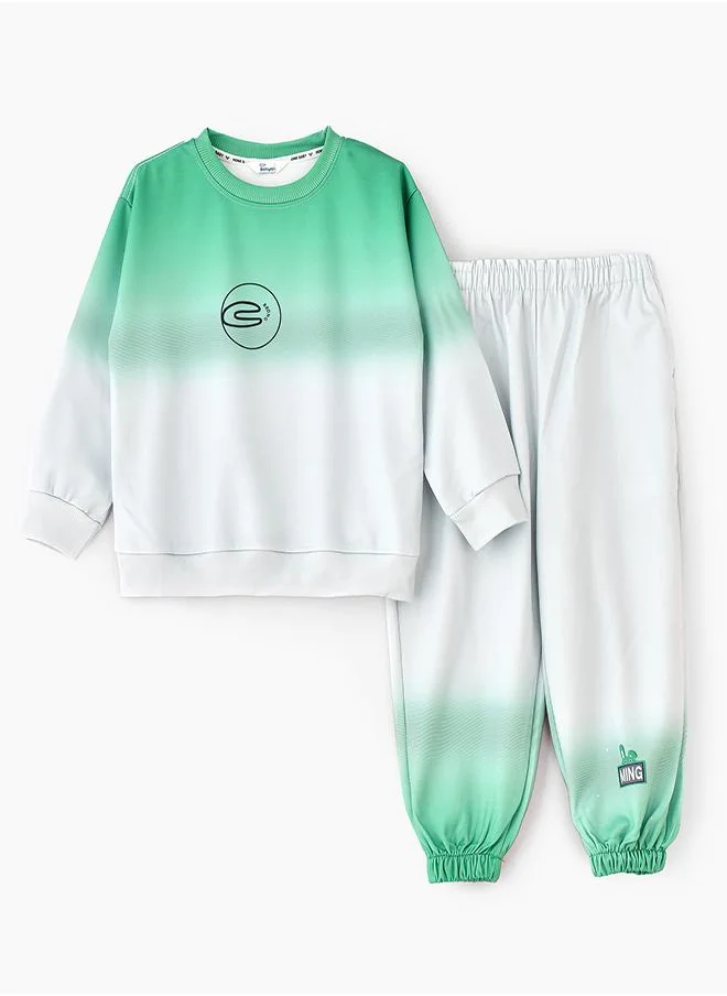 babyqlo Green Ombre Sweatshirt and Jogger Set for Boys