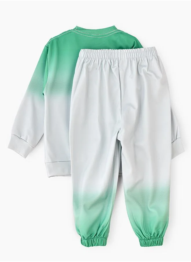 babyqlo Green Ombre Sweatshirt and Jogger Set for Boys