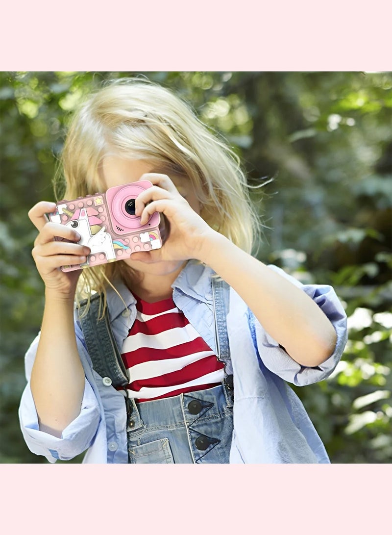 HILUKE Kids Camera with Building Block Accessories, Gifts for 3-8 Year Old Boys and Girls, Digital Video Camera with 2.4" Screen, 32GB Card and Neck Strap, Pink - Image 4