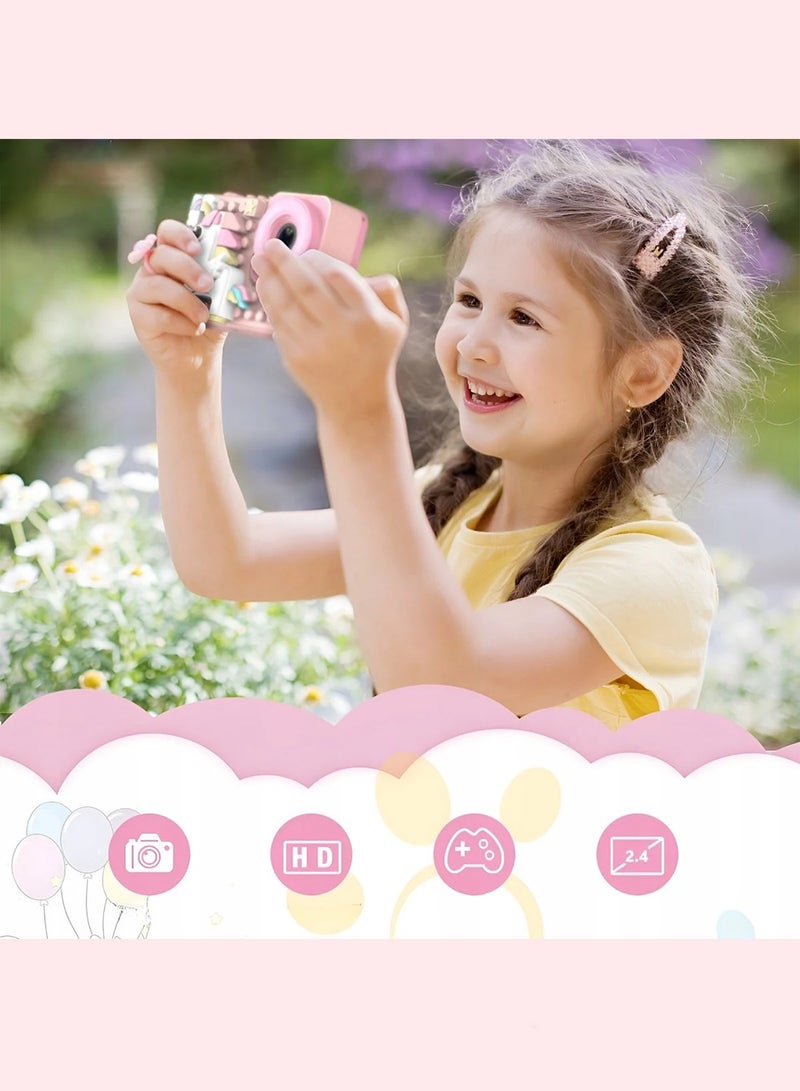 HILUKE Kids Camera with Building Block Accessories, Gifts for 3-8 Year Old Boys and Girls, Digital Video Camera with 2.4" Screen, 32GB Card and Neck Strap, Pink - Image 5