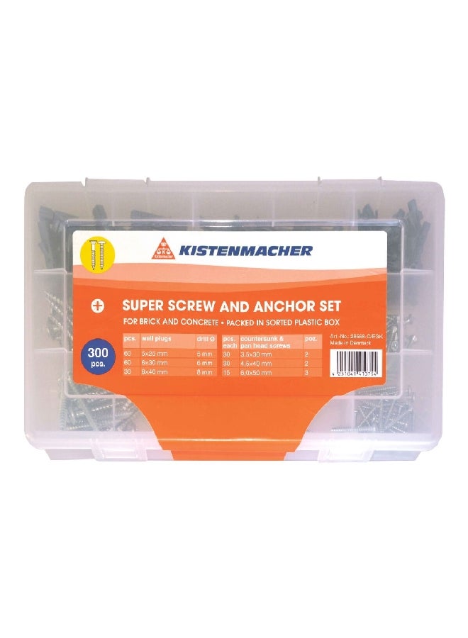 KISTENMACHER 300-Piece High Quality Screw and Anchor Set Black 8 x 10 mm 28568-C/EGK - Image 2
