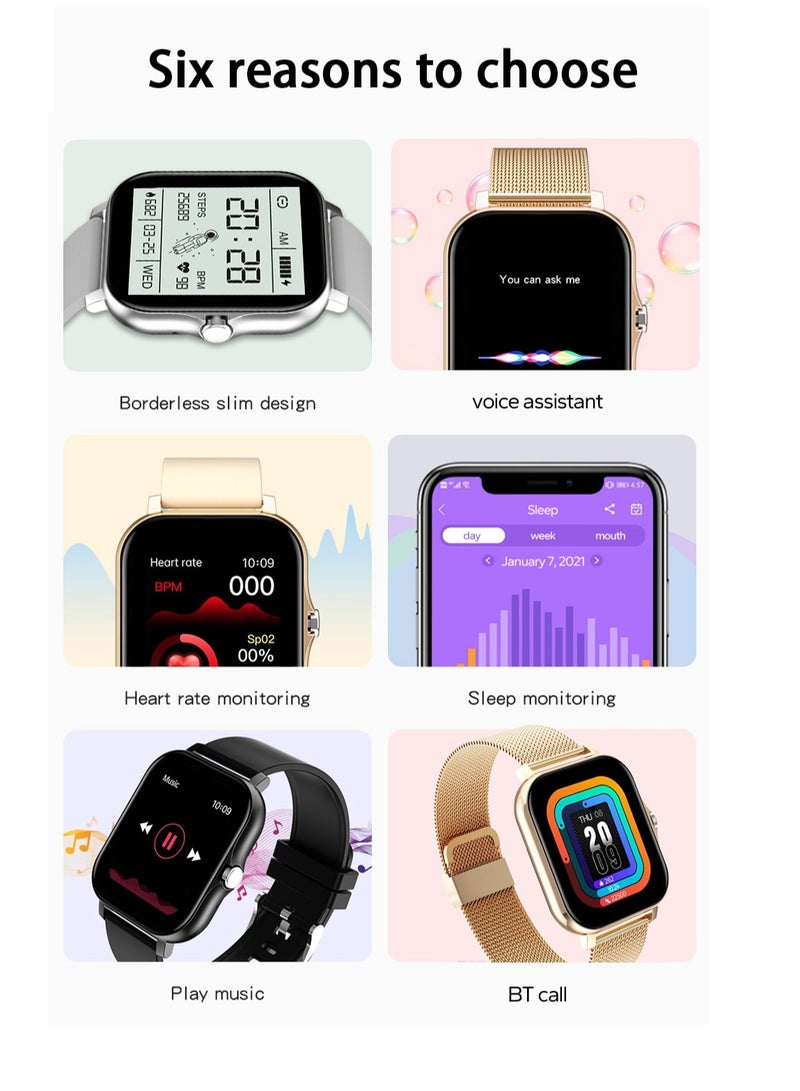 AROAQ Smart Watch, Pink Waterproof Fitness Tracker Watch, Bluetooth Calls Digital Smartwatch, Large Display Wristwatch Watches For Men And Womwn - Image 2