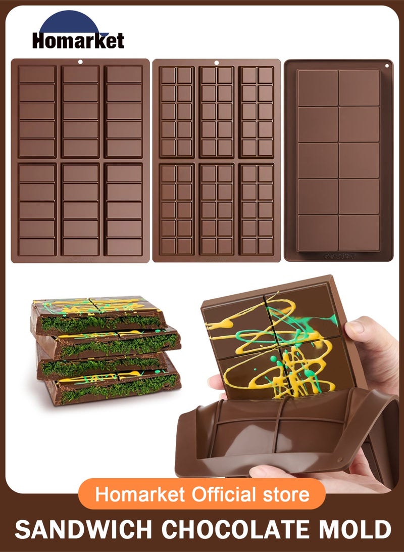 HomarKet 3 Pack Chocolate Bar Mold,Non-Stick Chocolate Molds, 100% Food Grade Silicone Deep Mold for Dubai Pistachio Rod, Candy, Snacks, Knafeh Pistachio Rod and More  - Image 1