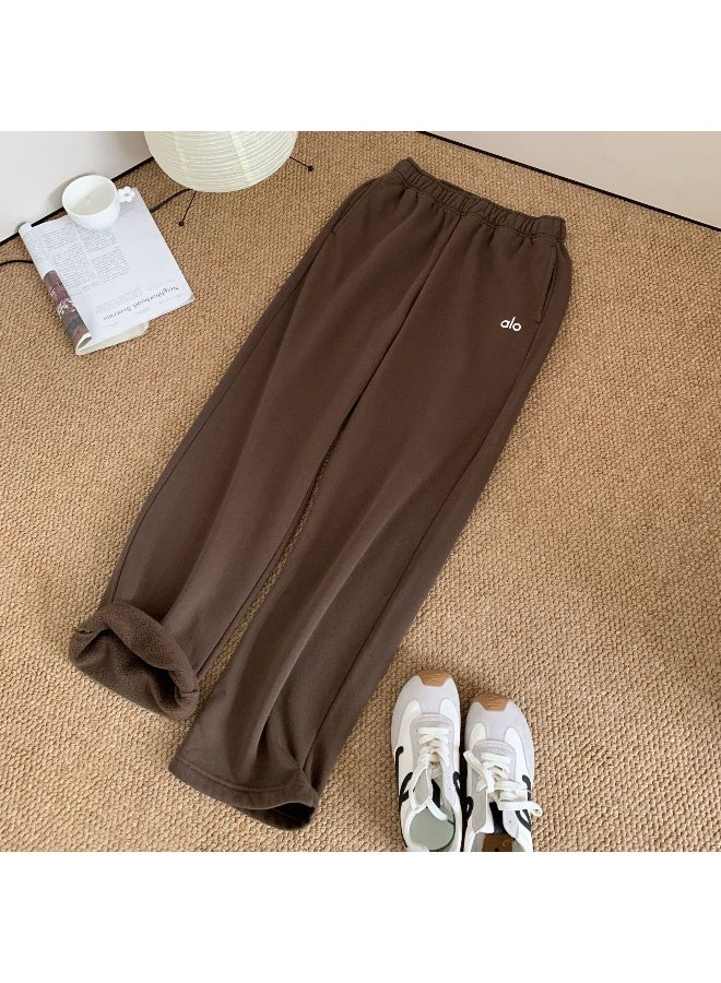 بنطلون رياضي عال الخصر بلون موحد من ألو لخريف وشتاء  - بسيط ومتعدد الاستخدامات