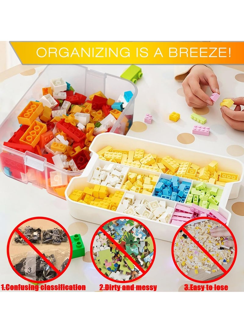 Kids Toy storage Box for Lego Stackable Building Blocks Organizers Miniature Containers Bins with Base Plates Lids Portable Playroom Organization Brick Craft Board Adjustable Compartments Carry Case - Image 2
