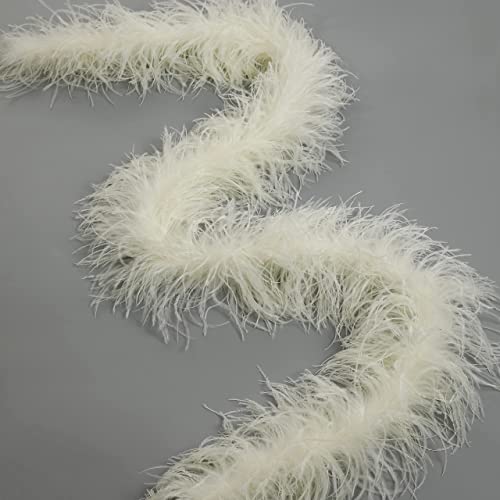 Soarer Beige Ostrich Feather Boas – 2yards 3ply Long Boas for Party, DIY Production, Clothing Decoration(Beige) - Image 2