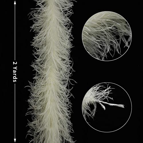Soarer Beige Ostrich Feather Boas – 2yards 3ply Long Boas for Party, DIY Production, Clothing Decoration(Beige) - Image 3