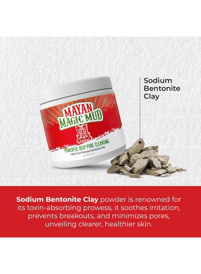 MAYAN MAGIC MUD Powerful Deep Pore Cleansing Sodium Bentonite Clay Natural Face Mask Peel For Men And Women Usa Made Full Facial Skin Care Spa Level Beauty Products That Cleanse Skin 16 Oz - Image 2