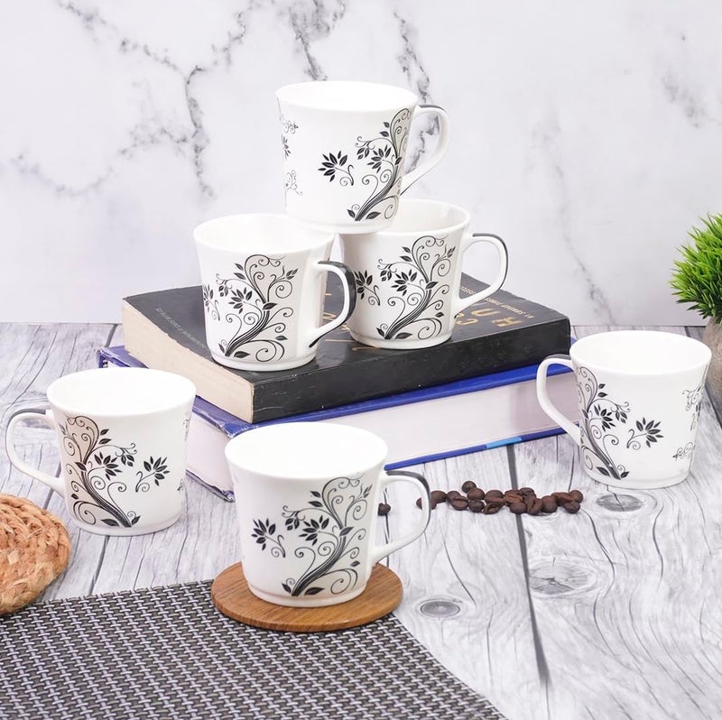 UPC U.P.C. Cup Set of 6 for Tea, Ceramic Tea Cups Set of 6, Microwave Safe Cup, Dishwasher Safe Cups, Bone-Ash Free Coffee Cups Set-150ml. - Image 1