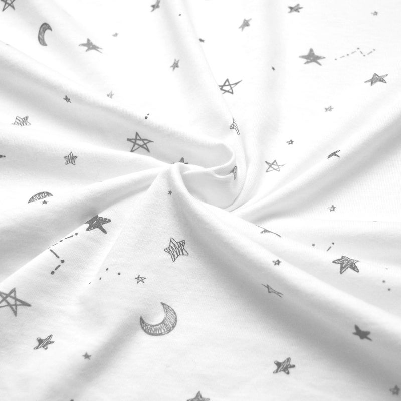 TL Care 100% Natural Breathable Cotton Jersey Knit Fitted Bassinet Sheet, Grey Stars and Moons, 15" x 33", Soft Breathable, for Boys and Girls(Pack of 1) - Image 4